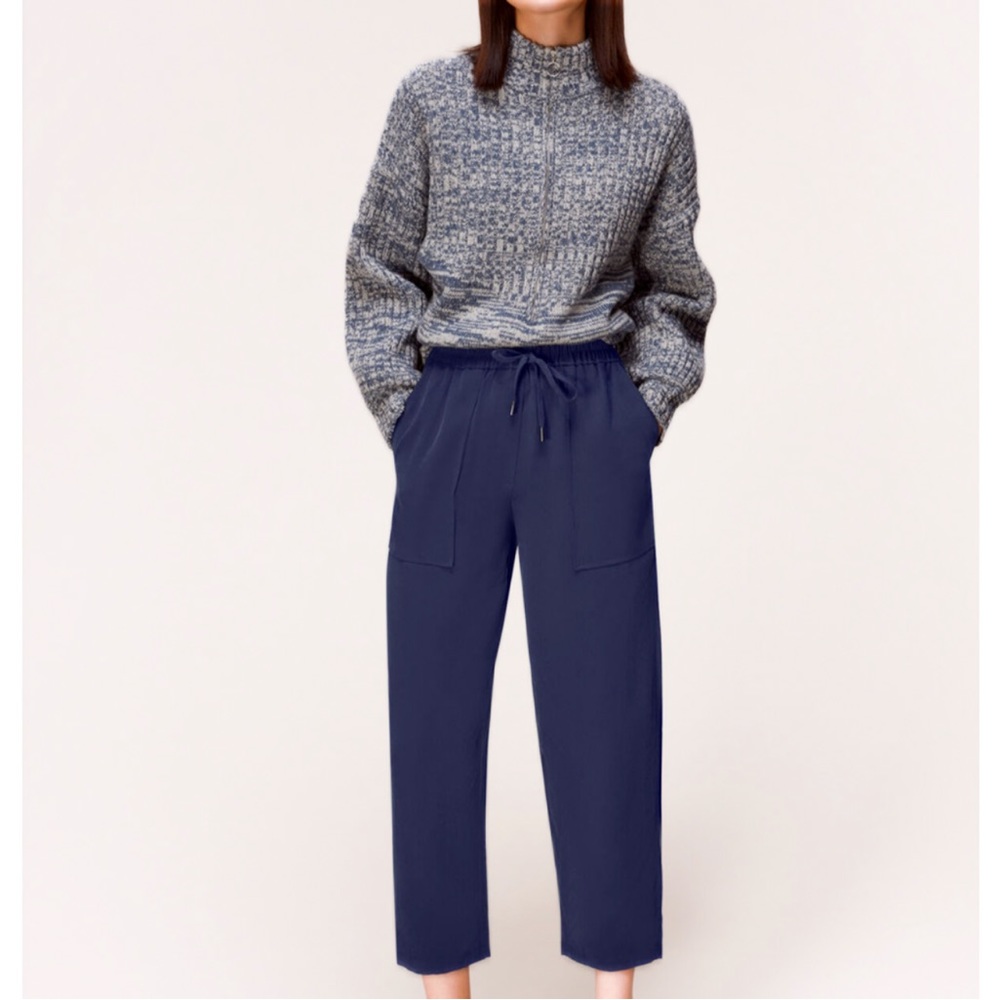 WHISTLES NWOT Women's Madison Trousers Navy Elastic Drawstring Pockets Size 12